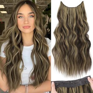 Invisible Wire Hair Extensions Transparent Headband  4 Secure Clips, 19D185H002